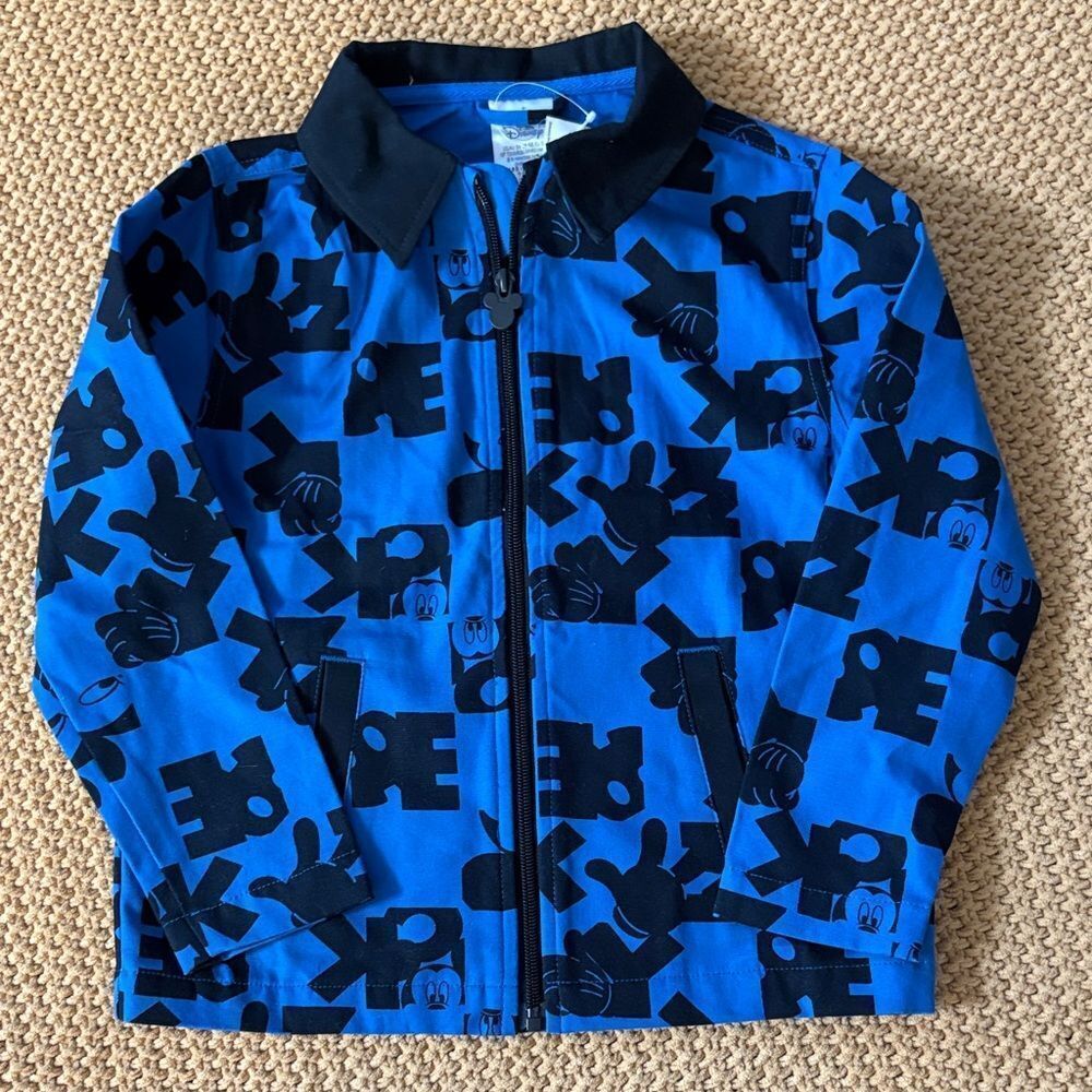 NWT Disney Parks Blue and Black Mickey Mouse Kids Jacket Size 5/6